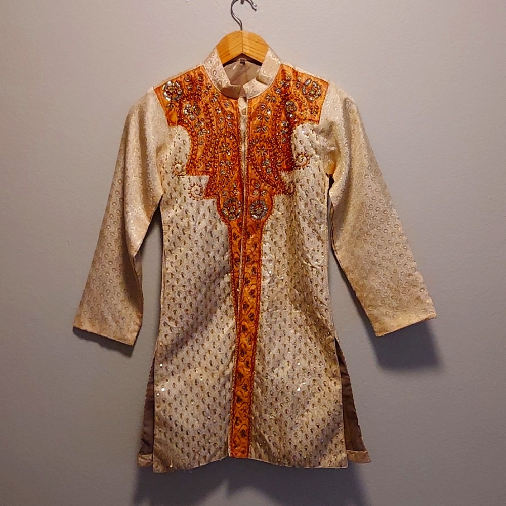 Indian Sherwani Size 10 (Boys) Orange and Gold
